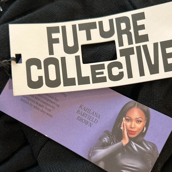 NWT Future Collective Black Boxy Wrap Sweater Wardrobe Staple Minimalist - Picture 7 of 9